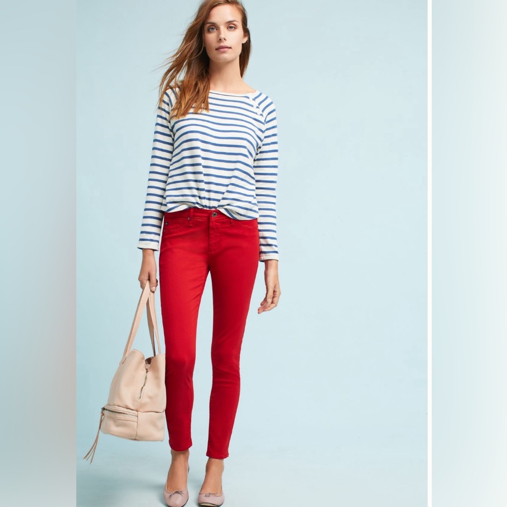 Anthropologie AG The Abbey Sateen Mid-Rise Skinny Ankle Pants Size 27